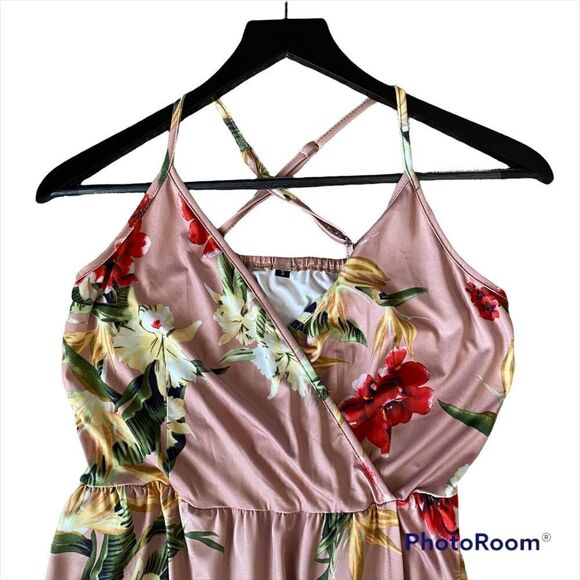 II ININ Deep V-neck Casual Backless Floral Split Maxi Dress Size Small - Picture 4 of 7